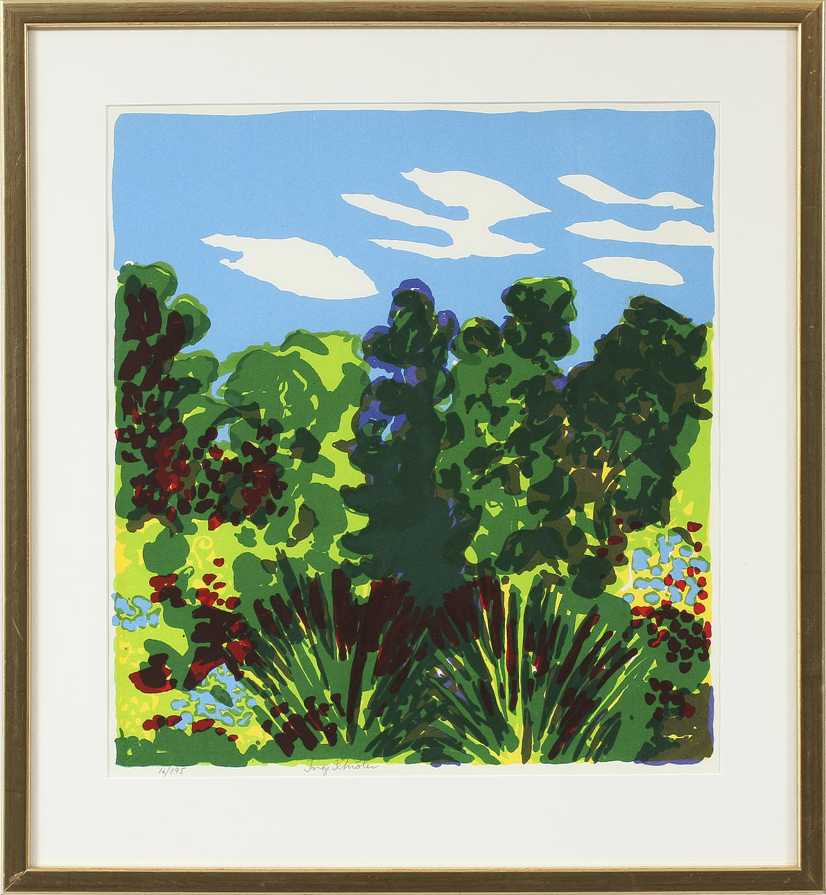 INGE SCHIÖLER. Färglitografi, signerad och numrerad 16/195.