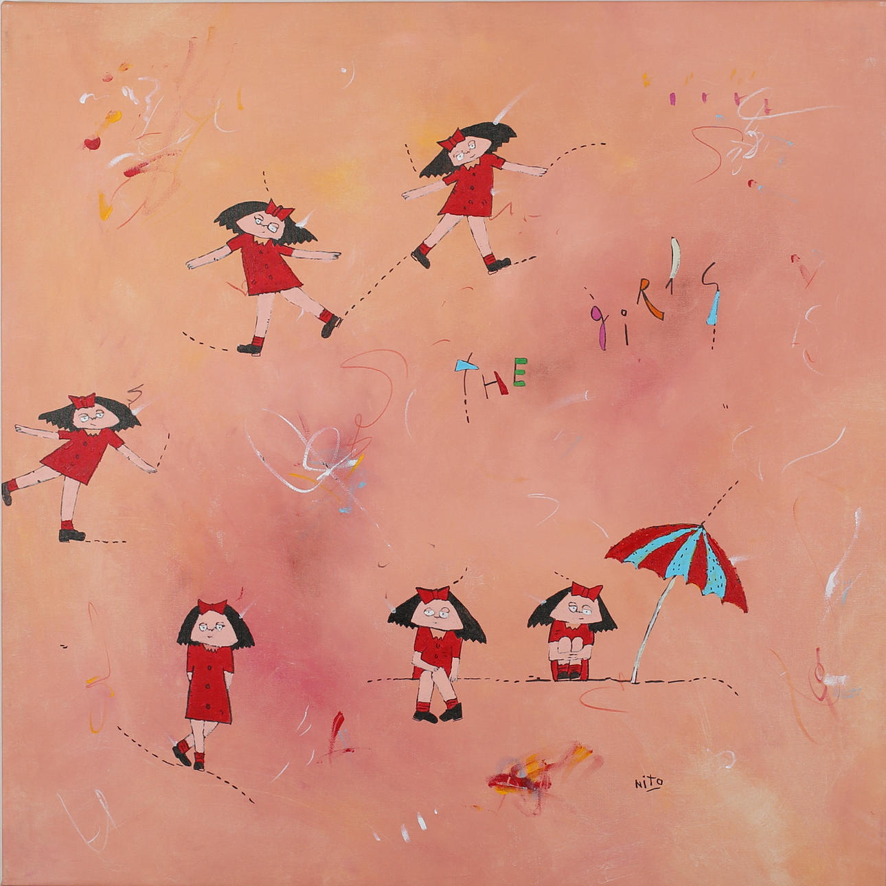 NITO VEGA. "The girls". Akryl på duk. Signerad Nito.