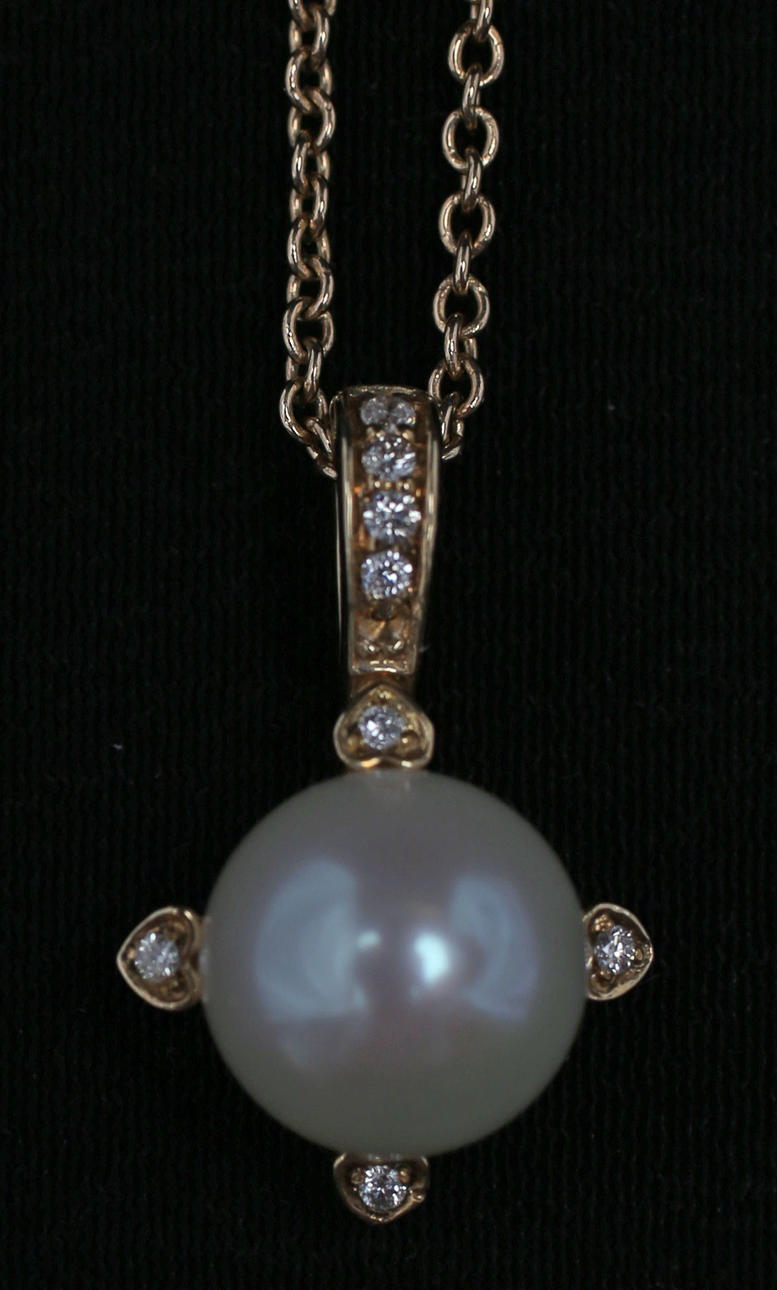 Halsband med berlock, rödguld, 14K.