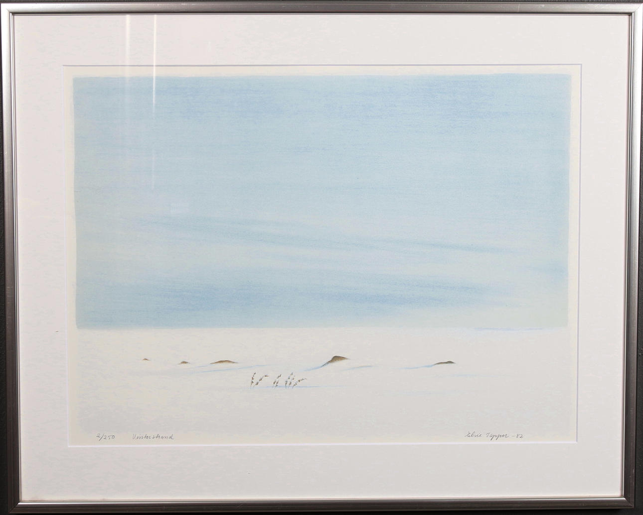 ELSIE TAPPER. "Vinterstrand", färglitografi, signerad, 2/250.