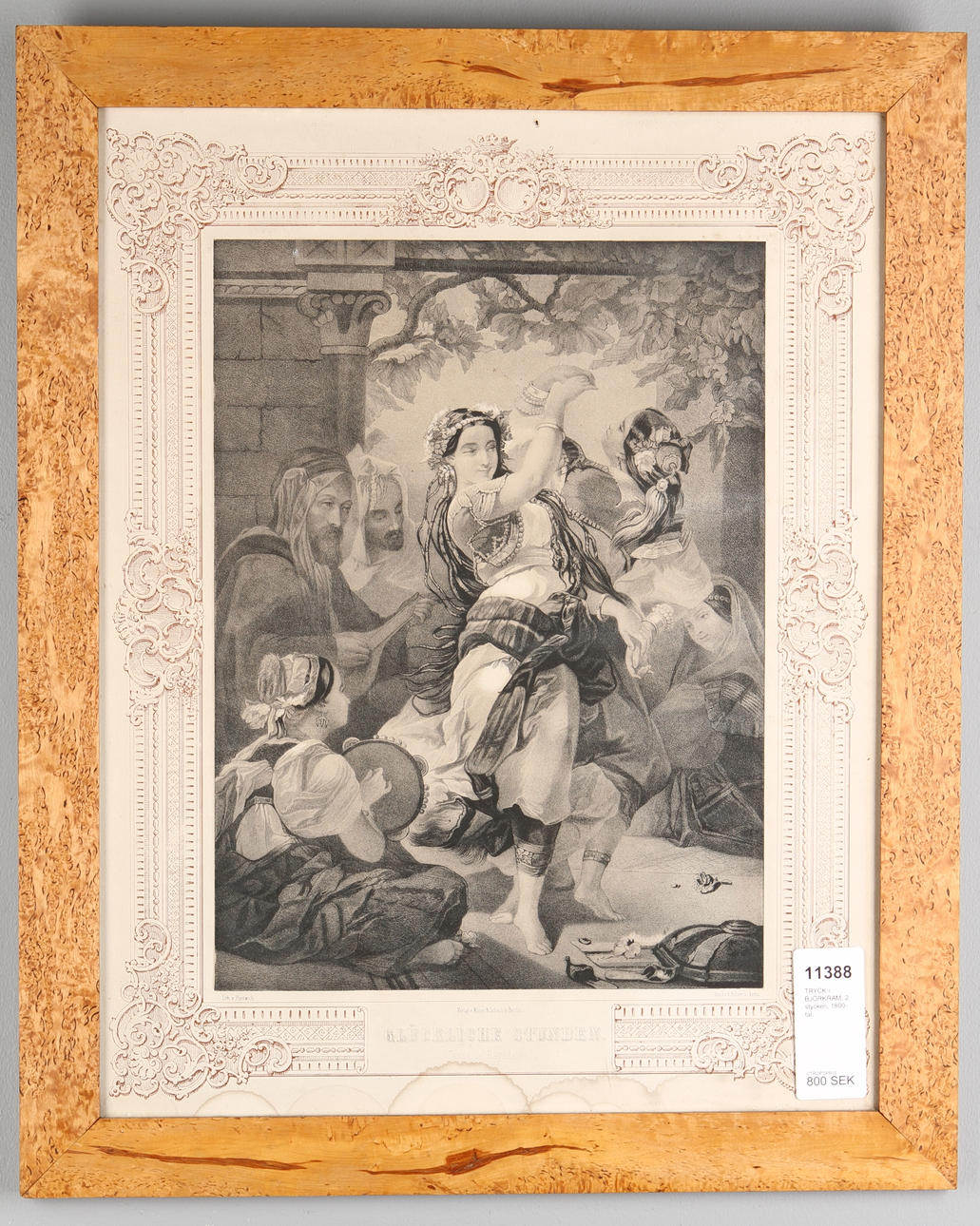 TRYCK i BJÖRKRAM, 2 stycken, 1800-tal.