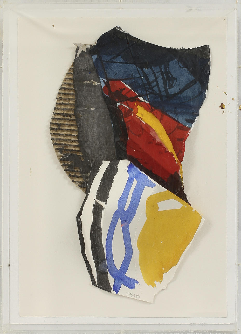 JAN VOSS. collage, signed Voss and dated 87.