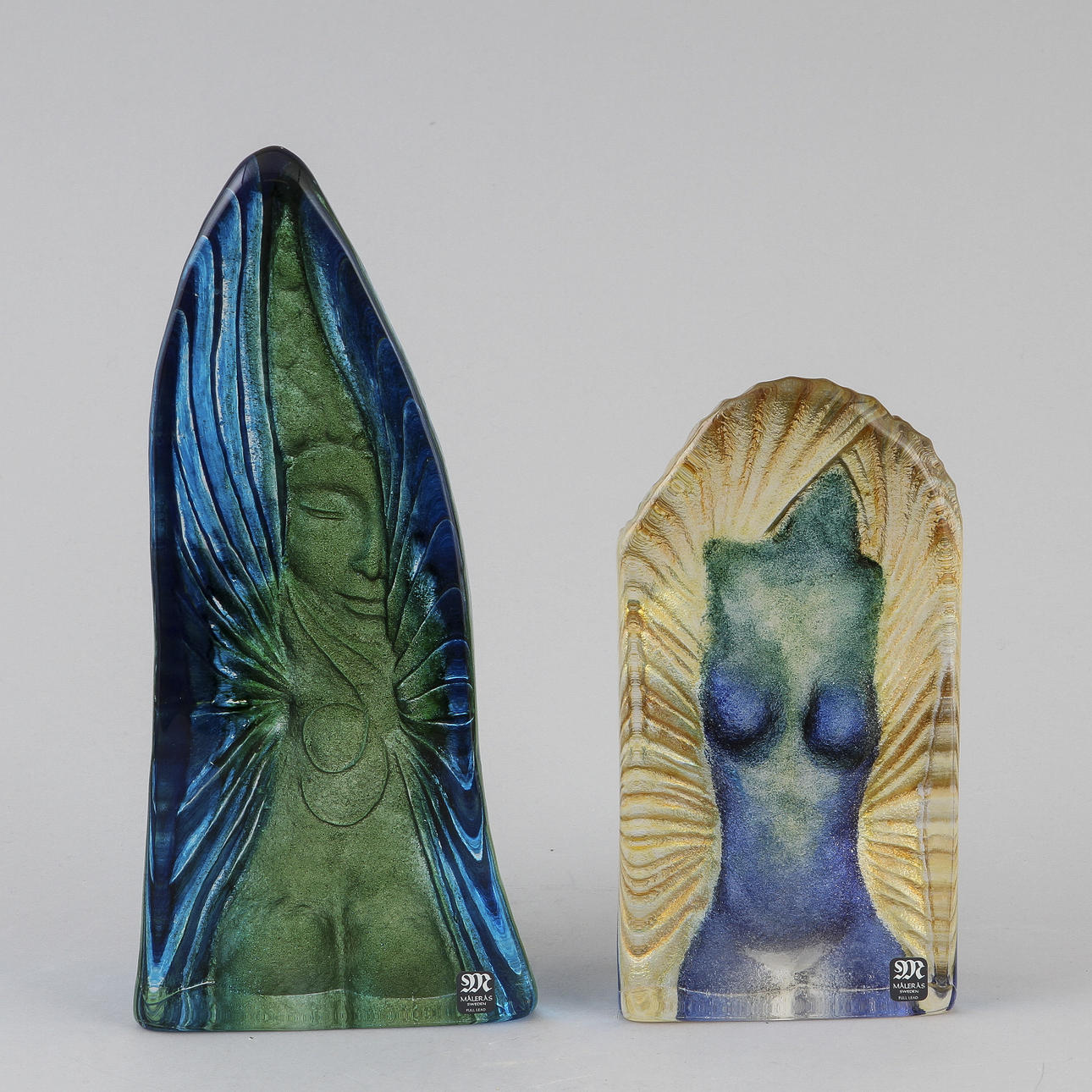 SKULPTURER, 2 st, glas, Erika Höglund, Målerås.