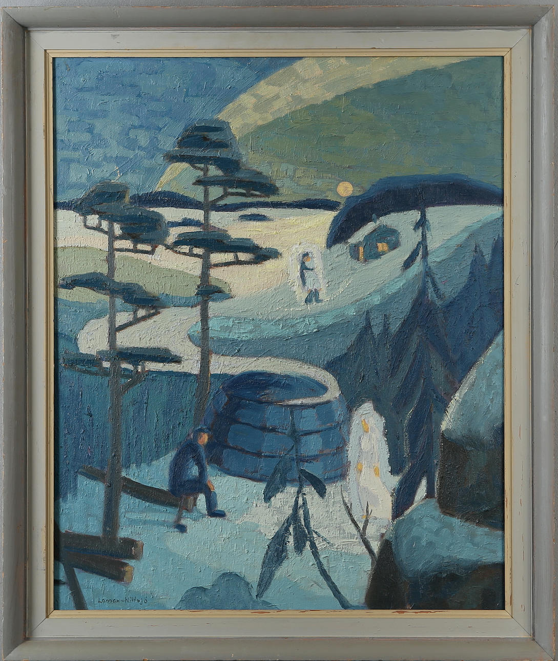 ANDERS LOMAN. Oil on Board, "Nittsjö", signed.