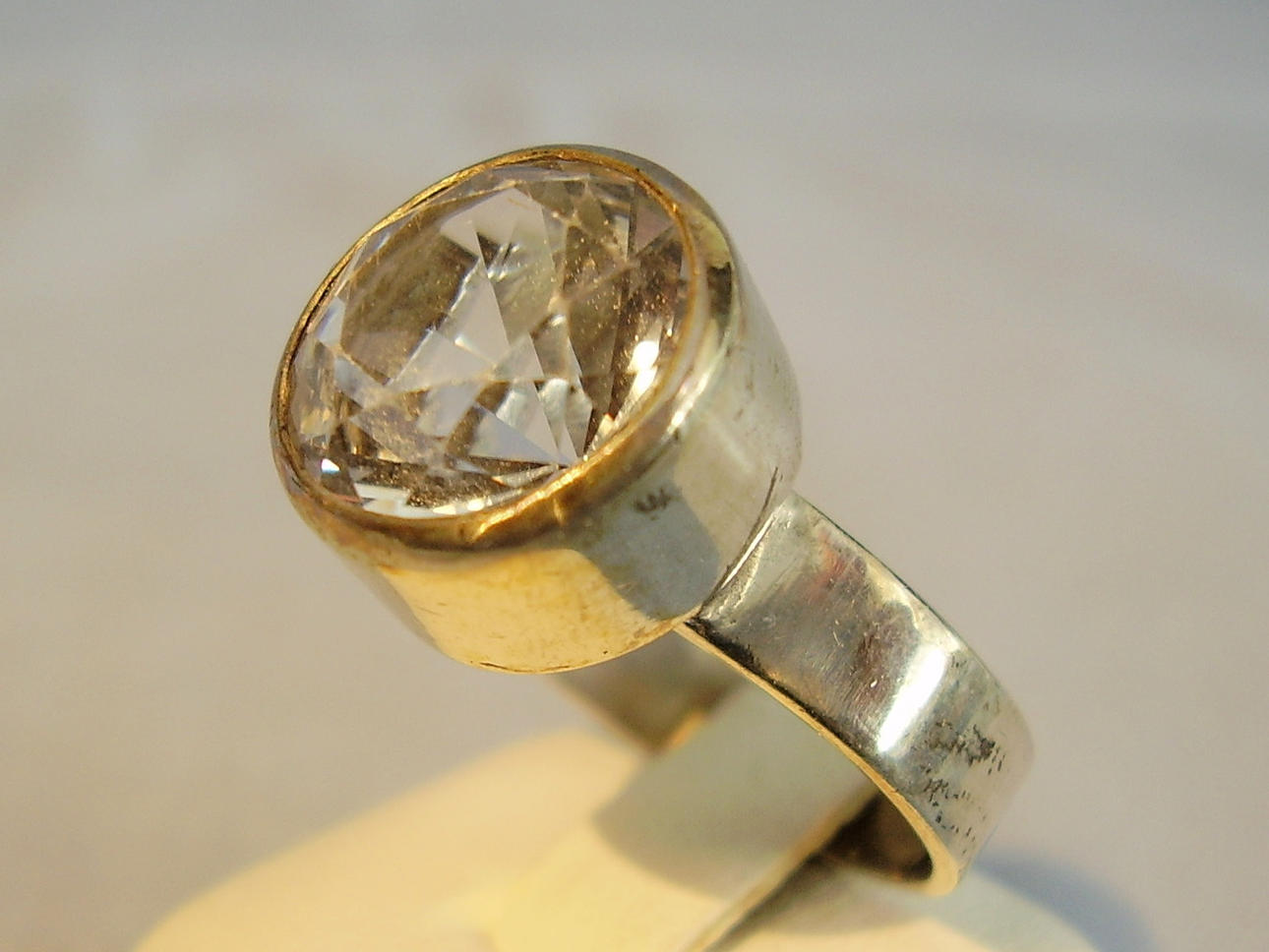 BERGKRISTALL RING SILBER ANTIK.