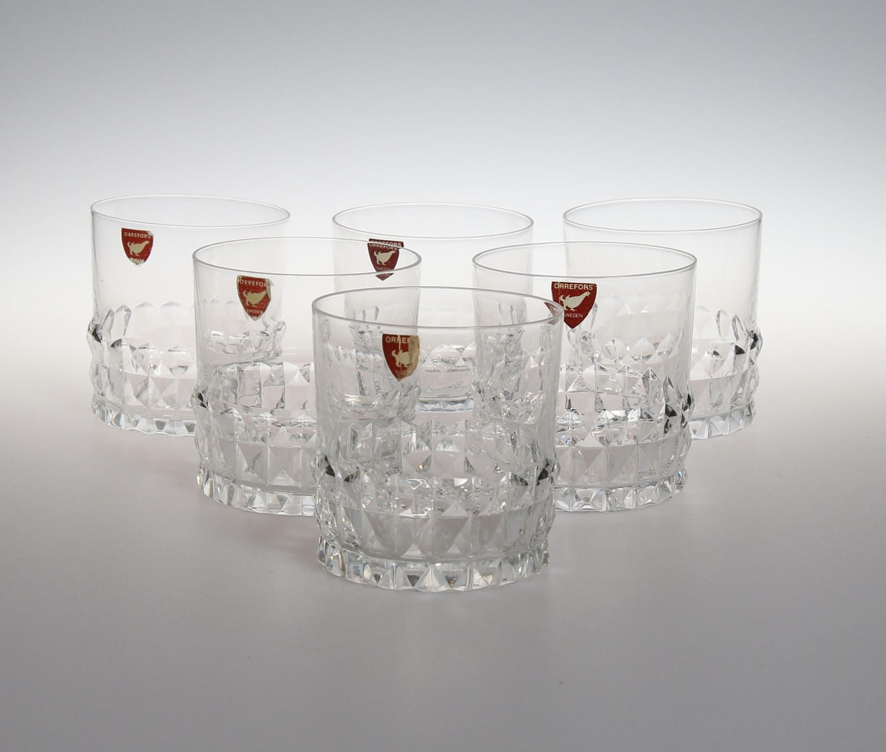 WHISKEYGLAS,12 st, "Silvia", Kristall, Ingeborg Lundin, Orrefors.