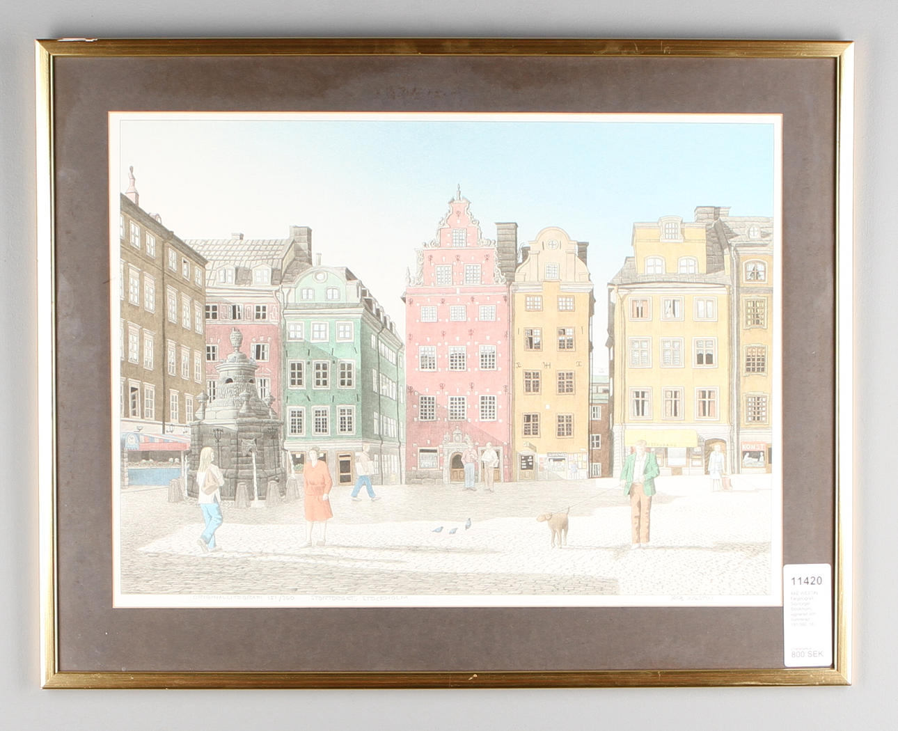 ÅKE WESTIN. Färglitografi, Stortorget, Stockholm, signerad och numrerad 151/360.