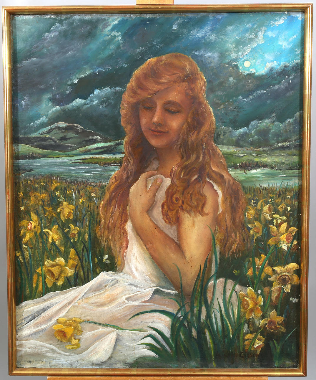 ALICIA GILSON. Oil on canvas, "Daffadowndilly", signed.