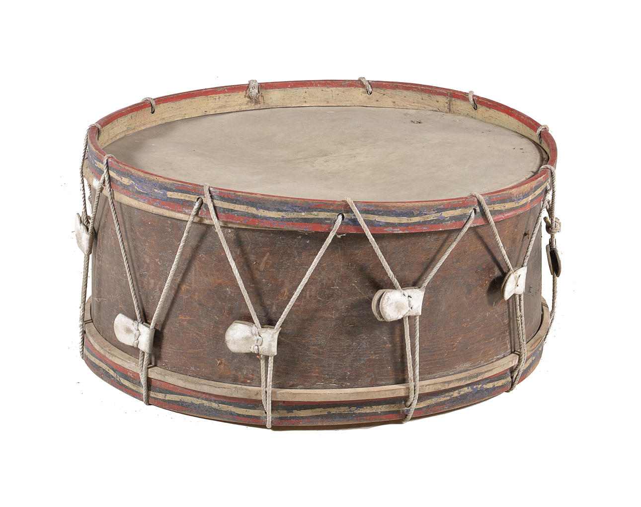 A MILITARY MARCHING BASS DRUM.
