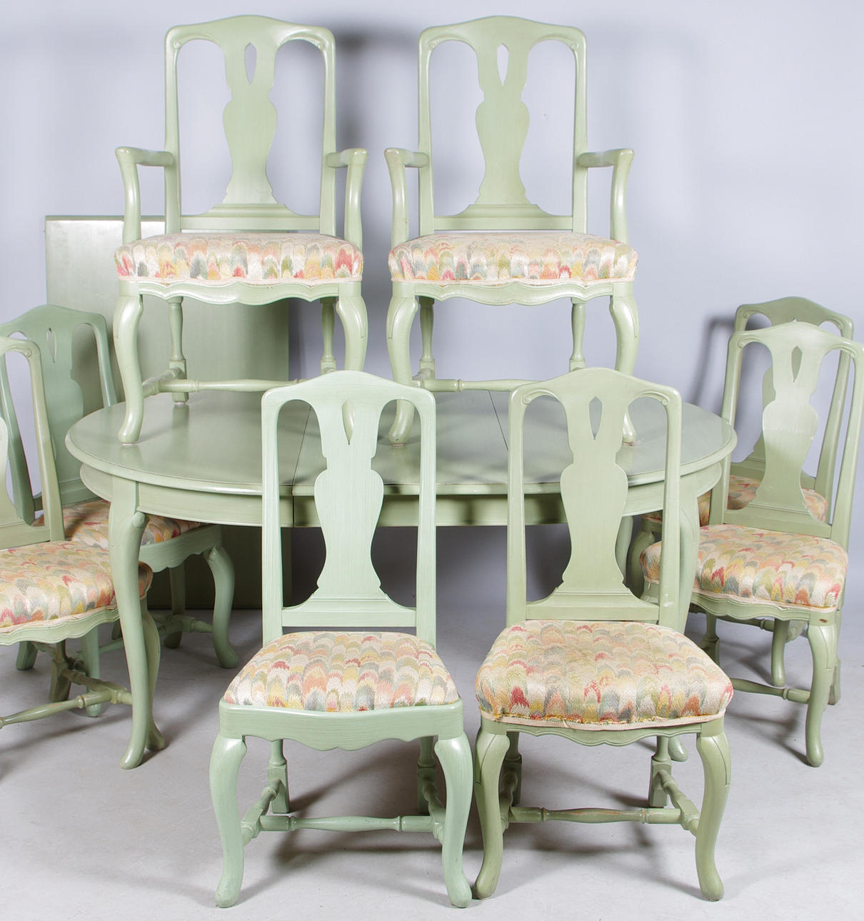 MATSALSGRUPP, grönlaserad, rokokostil, K A Roos.