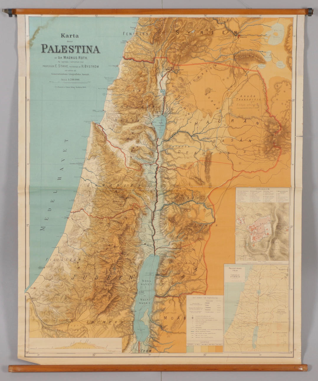 SCHOOL MAP, Palestine, General Staff Lithographic Institution, 1900s.