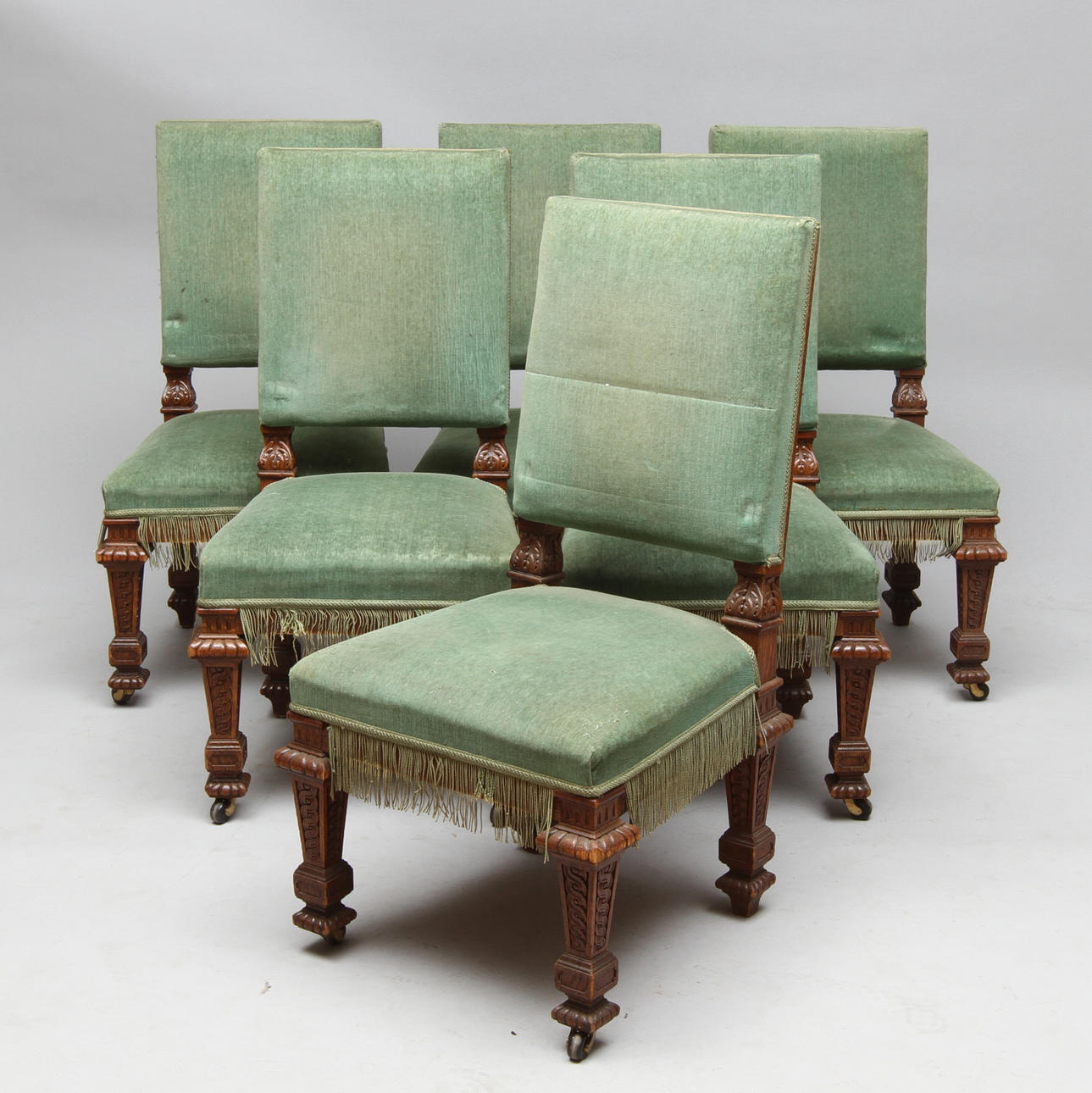 STOLAR, 6 st, med hjultrissor, barockstil, 1900-tal, ek.