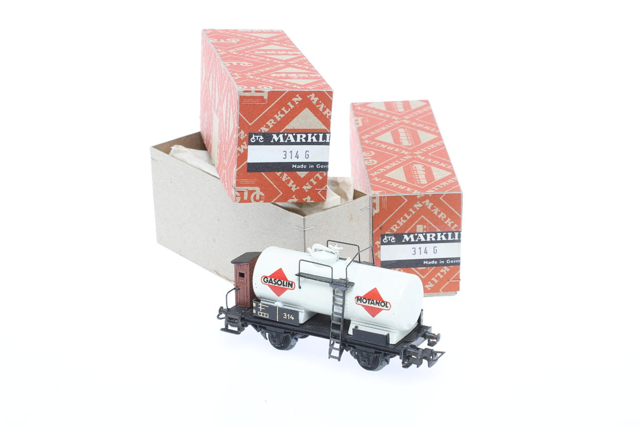MODELLTÅG MÄRKLIN 314 G tankvagn GASOLIN i replikakartong.