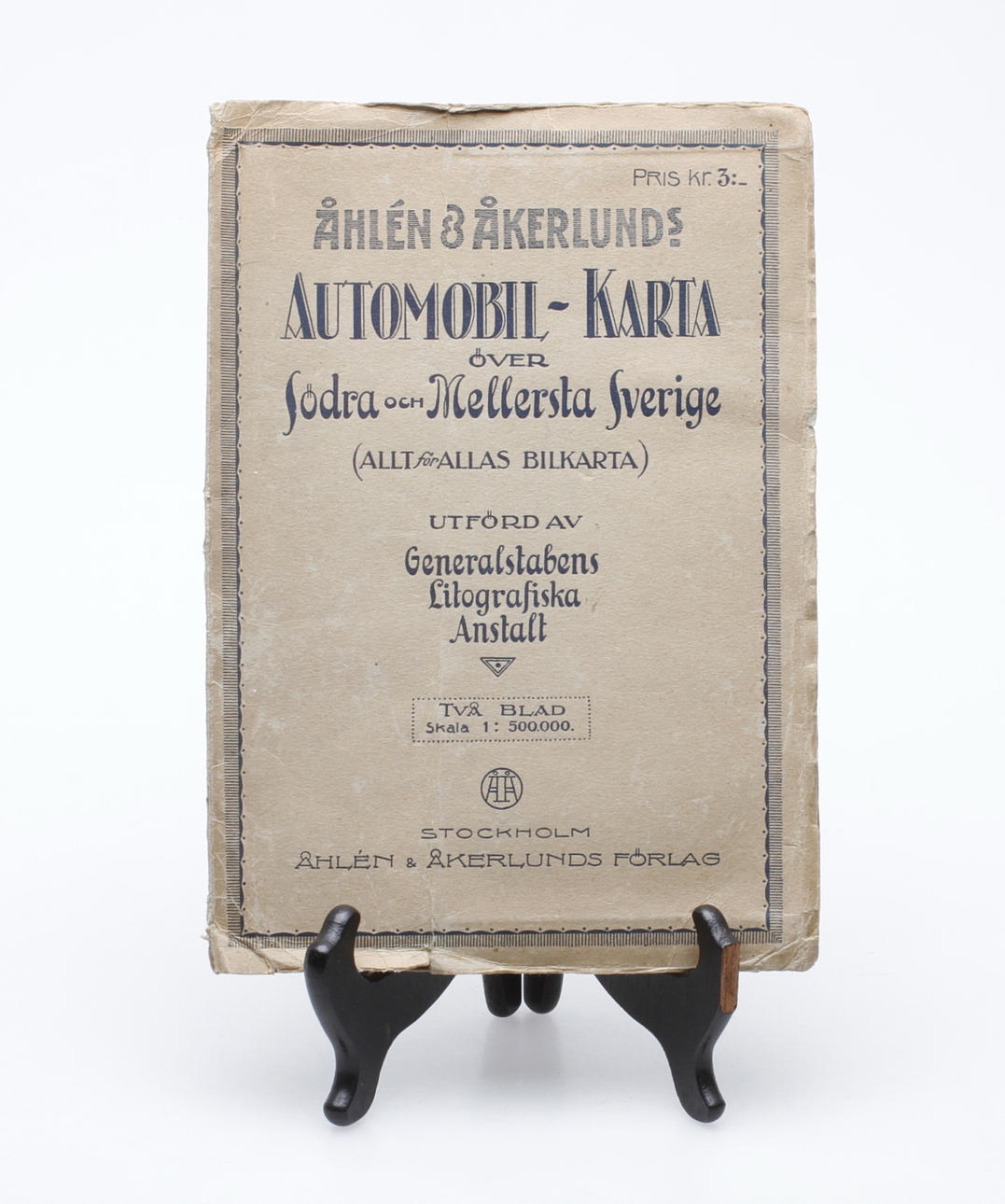 KATALOG, Åhlen & Åkerlunds, Automobil Karta, över södra och mellersta Sverige.