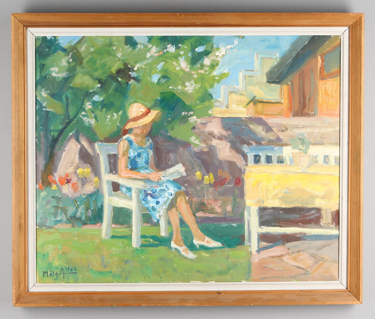 NIKOLAJ MOLGAARD ANDERSEN. Läsande kvinna, olja på duk, signerad och daterad 1968.