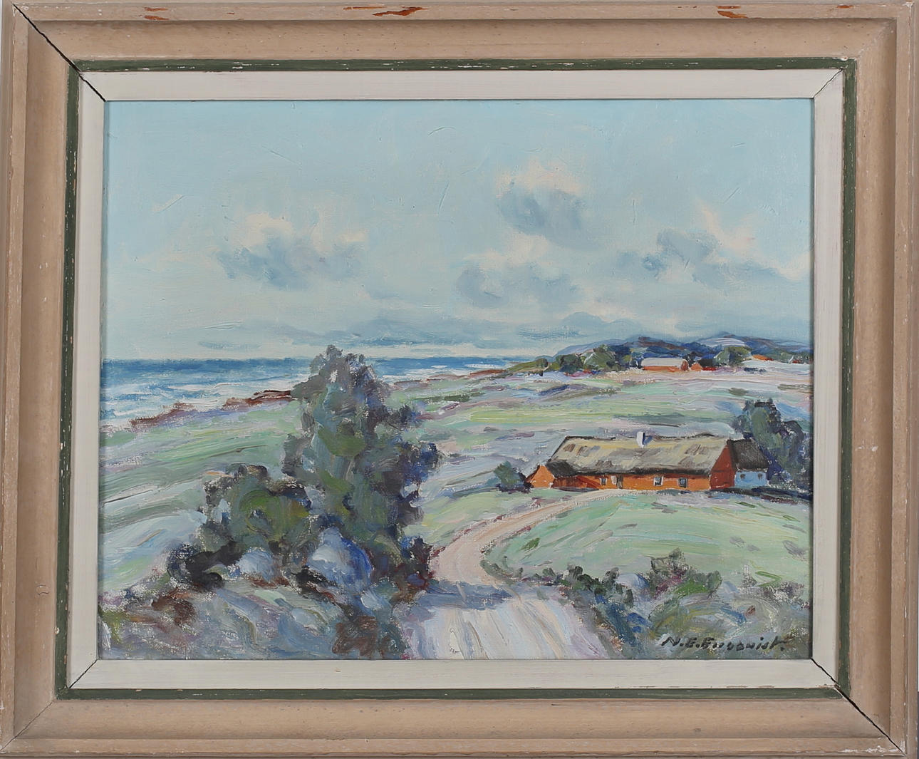 NILS ENGQUIST. Kullabygden. Oil on canvas. Signed.