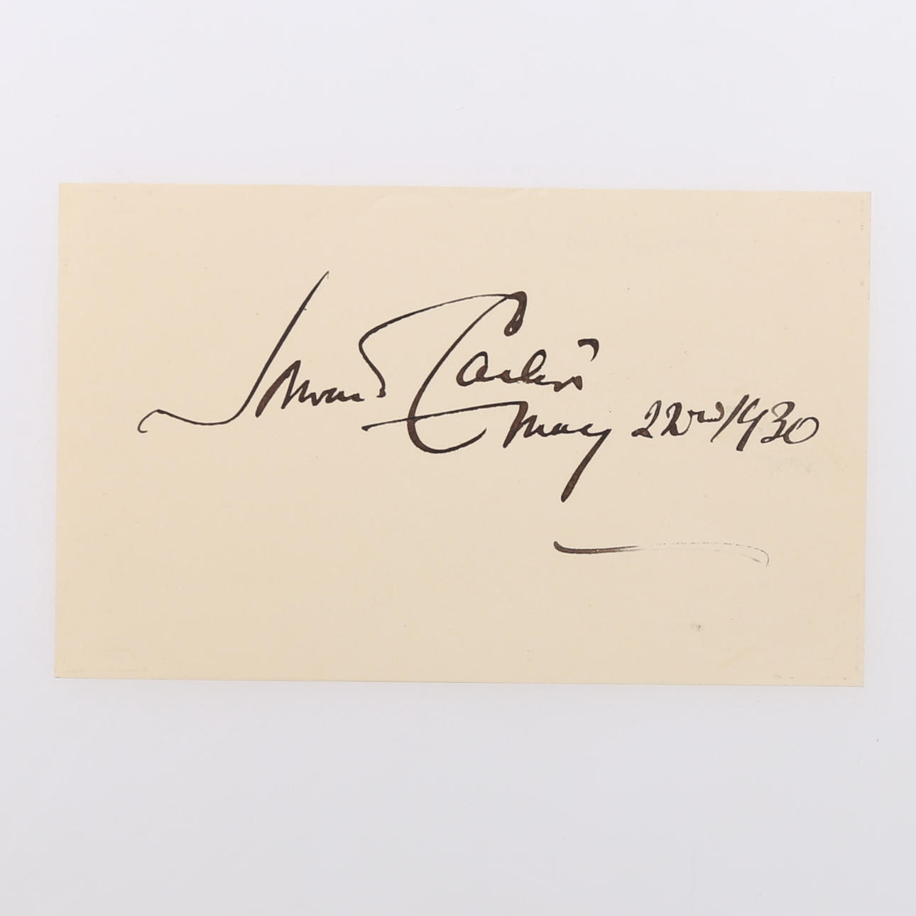 AUTOGRAMM. Howard Carter (1874-1939). Britischer Ägyptologe.