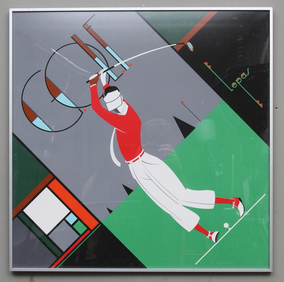 LEPAS. Frankrike. Motiv med golfspelare. Silk screening.