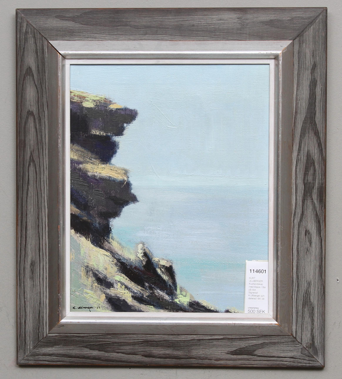 KURT ULLBERGER. Kustlandskap med klippa. Olja på duk. Signerad K.Ullberger och daterad -64.