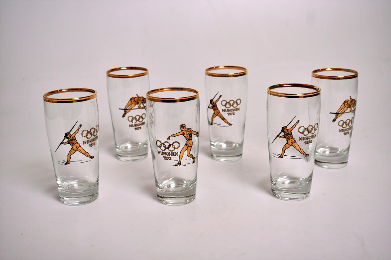 BEER GLASSES 6 pcs MUNICH 1972 OLYMPICS.