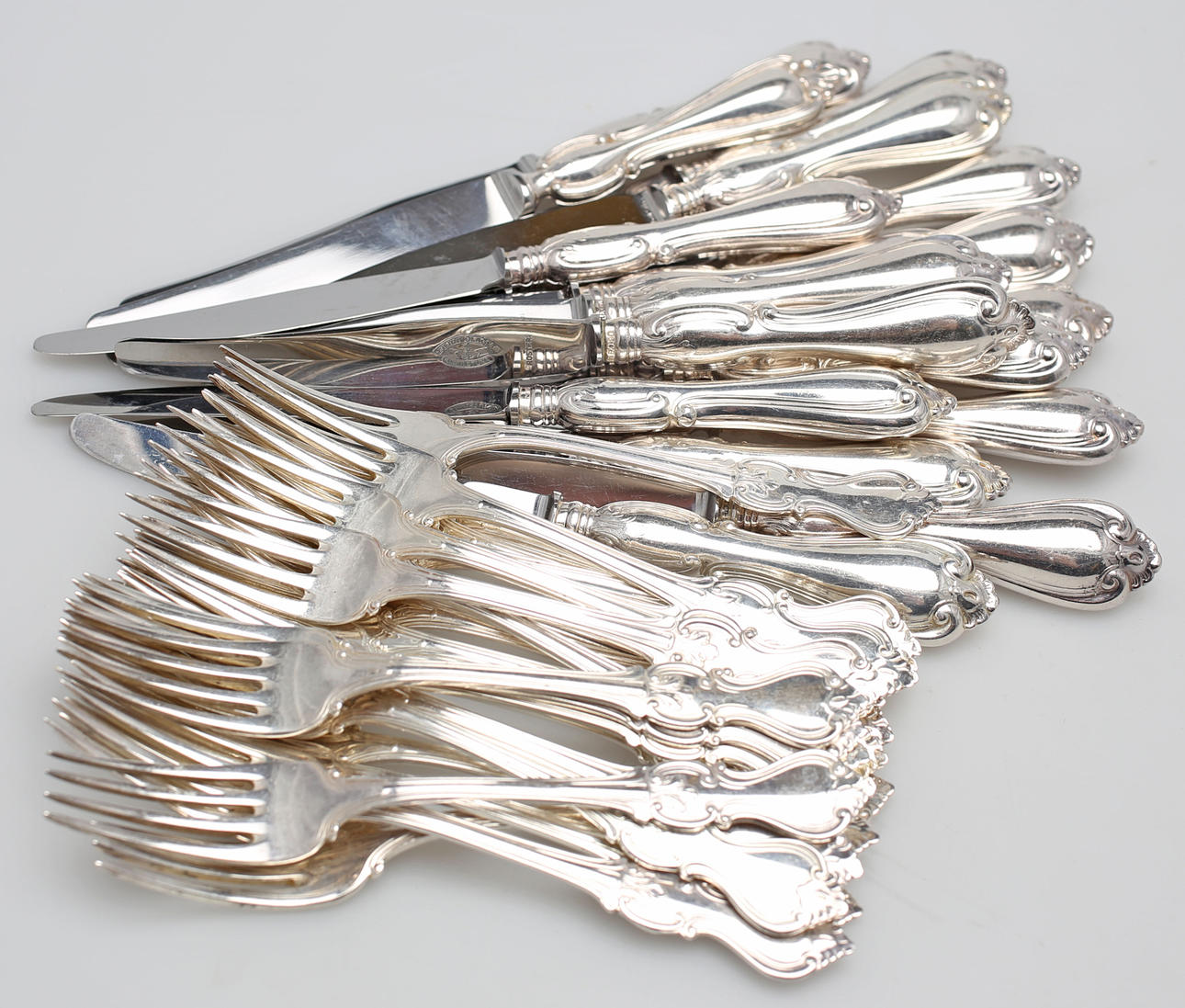 SMÖRGÅSBESTICK, 34 delar, nysilver, Olga, CG Hallberg, Stockholm.