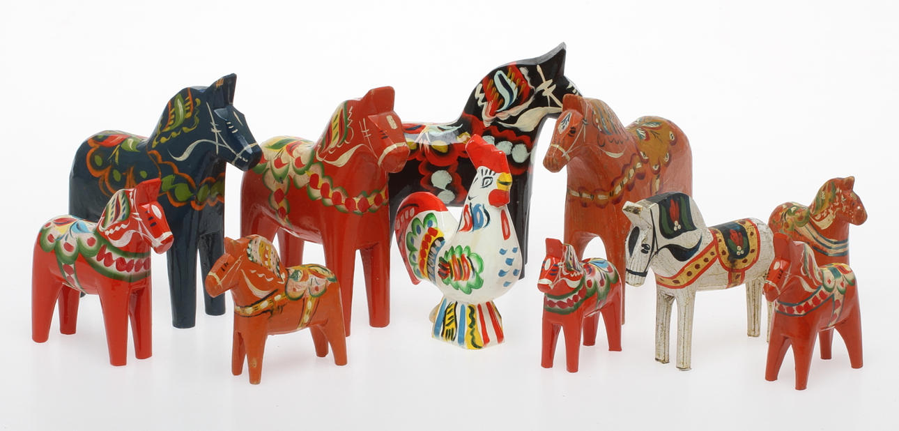 DALAHÄSTAR, 10 st, samt DALATUPP, 1900-tal.