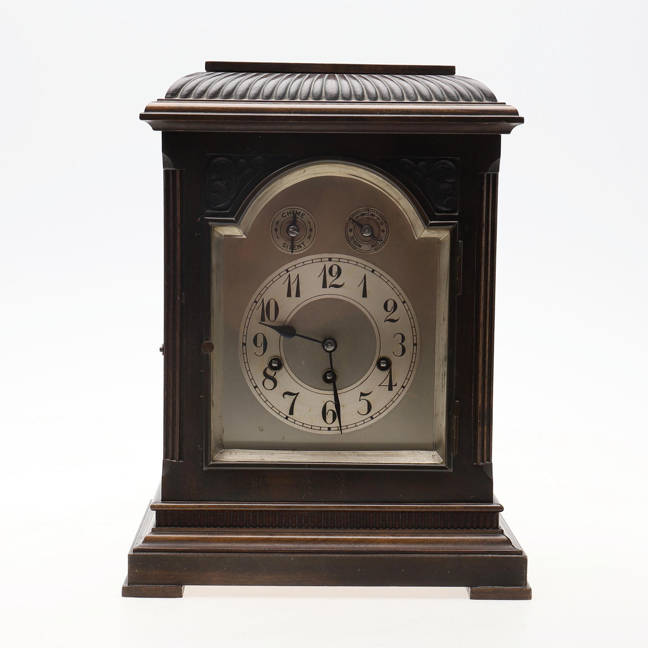 A GERMAN THREE TRAIN (JUNGHANS WURTTENBERG) MANTEL CLOCK.