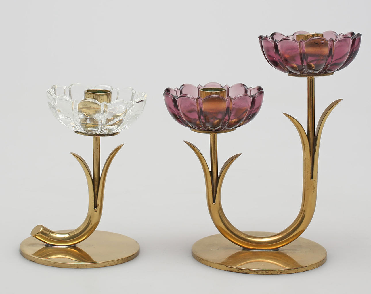 LJUSSTAKAR, 2 st, mässing, Gunnar Ander, Ystad Metall.