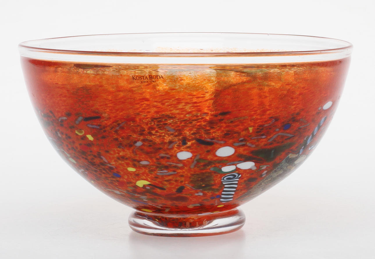 SKÅL, glas, "Satellite" Bertil Vallien Kosta Boda, sign.