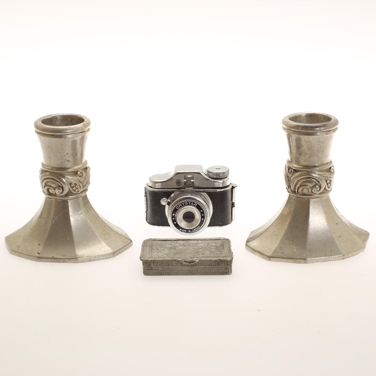 SPY CAMERA, Crystar. CANDLES, 1 pair. BOX. Tin.