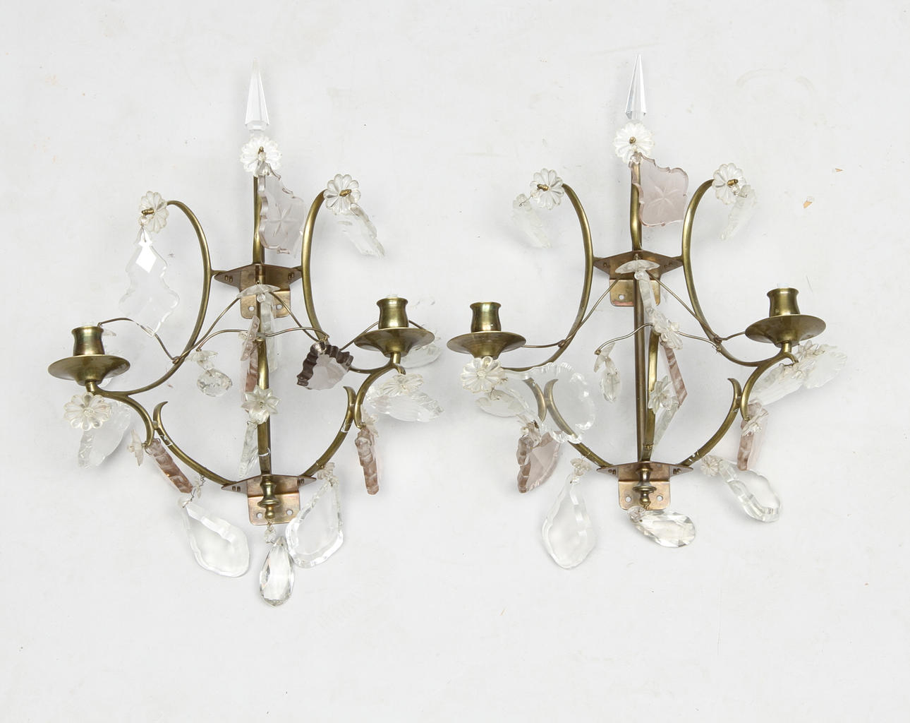 VÄGGLYSTRAR, 1par, rokokostil, för 2 ljuspunkter, 1900-tal.