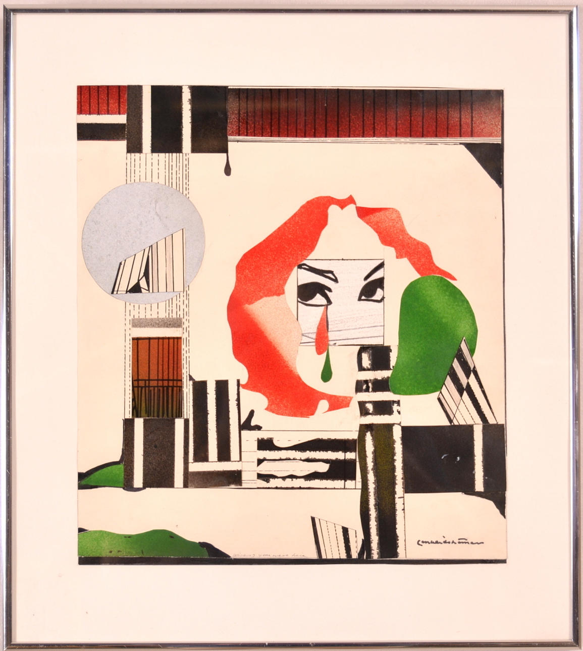 JAN WIDSTRÖMER. Blandteknik med collage.