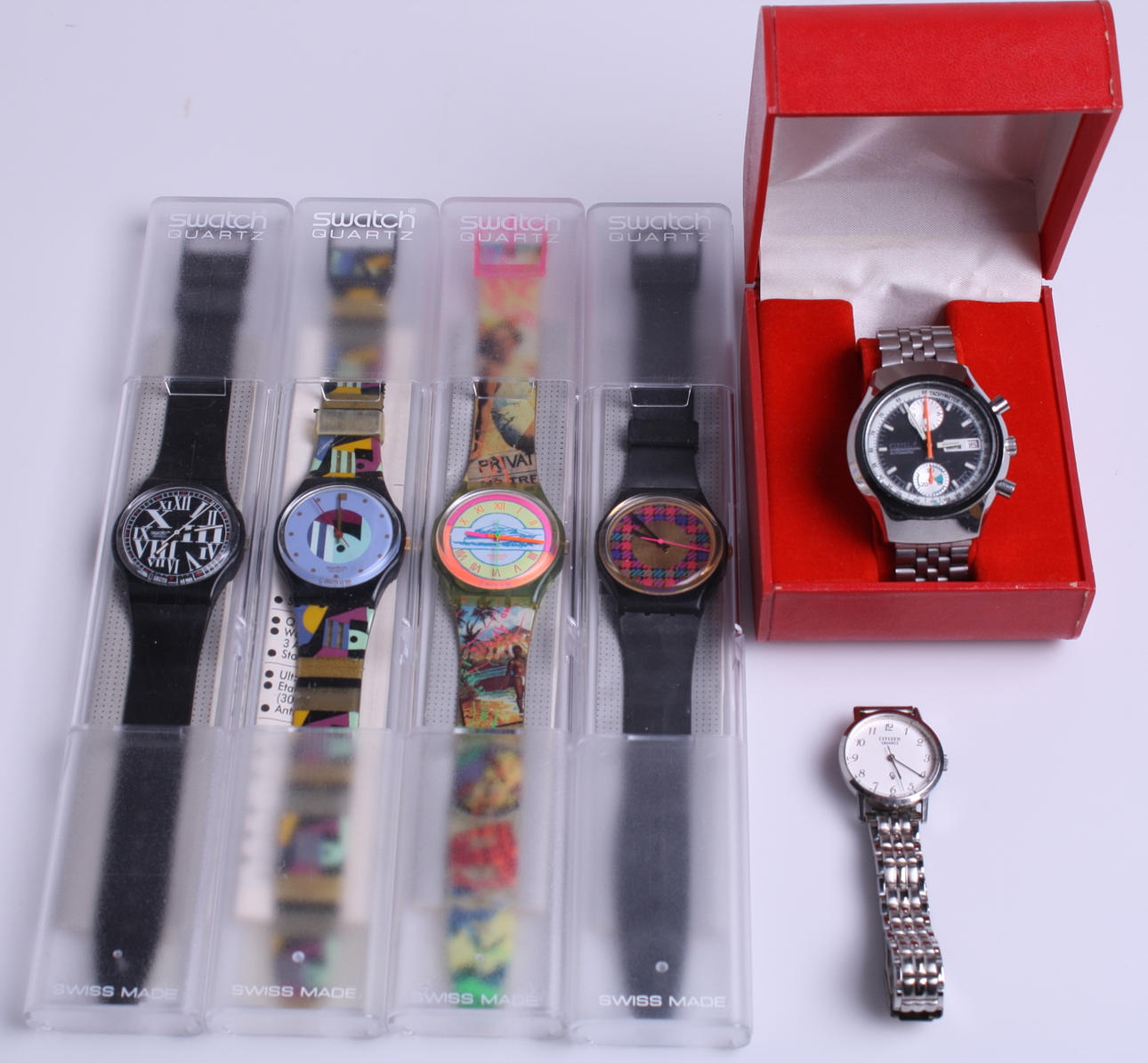 ARMBANDSUR, 6 st, varav 4 st Swatch - Quartz - Schweiz.