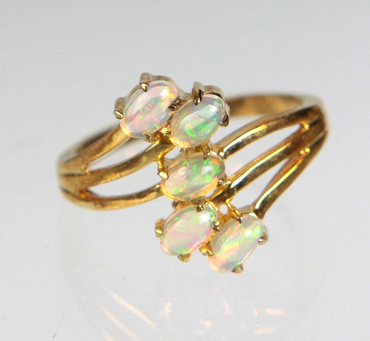 OPAL RING SØLV forgyldt.