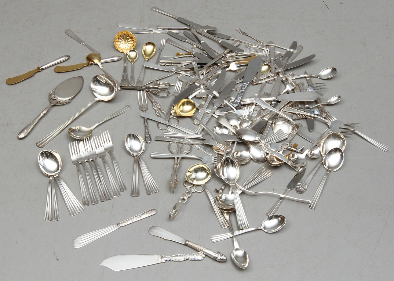 PARTI BESTICK, nysilver, varierande modeller, 1900-tal.