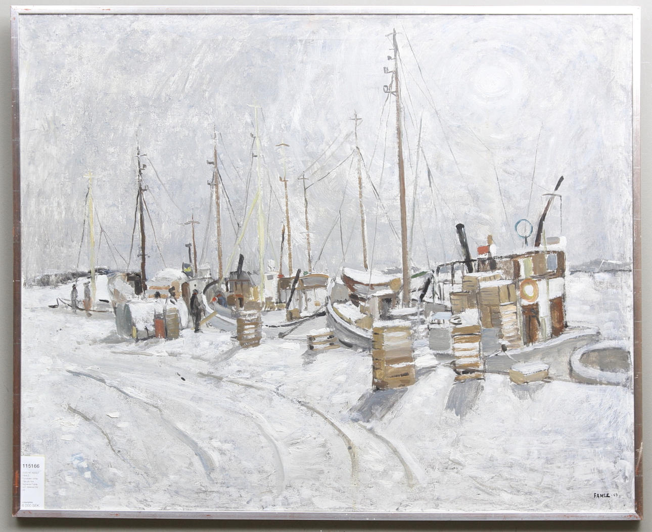 GUSTAF ADOLF FAHLE. Fyrudden vinter. Olja på duk. Signerad Fahle och daterad 69.