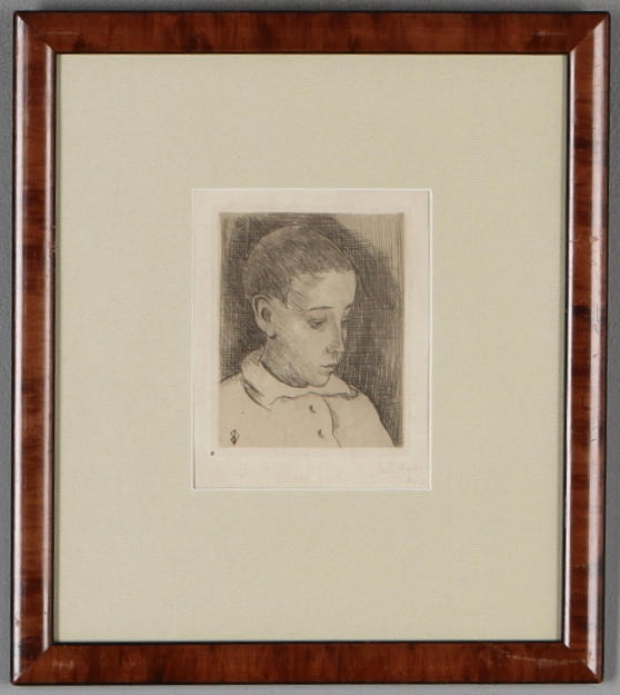 BERTIL DAMM. Porträtt av pojke, etsning, signerad samt daterad 1922.