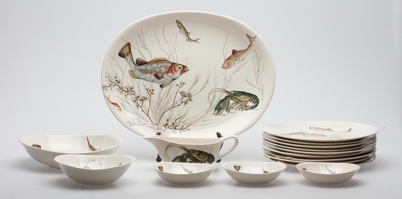 FISK- och SKALDJURSERVIS, 16 delar, "FISH", Johnson Bros, England.