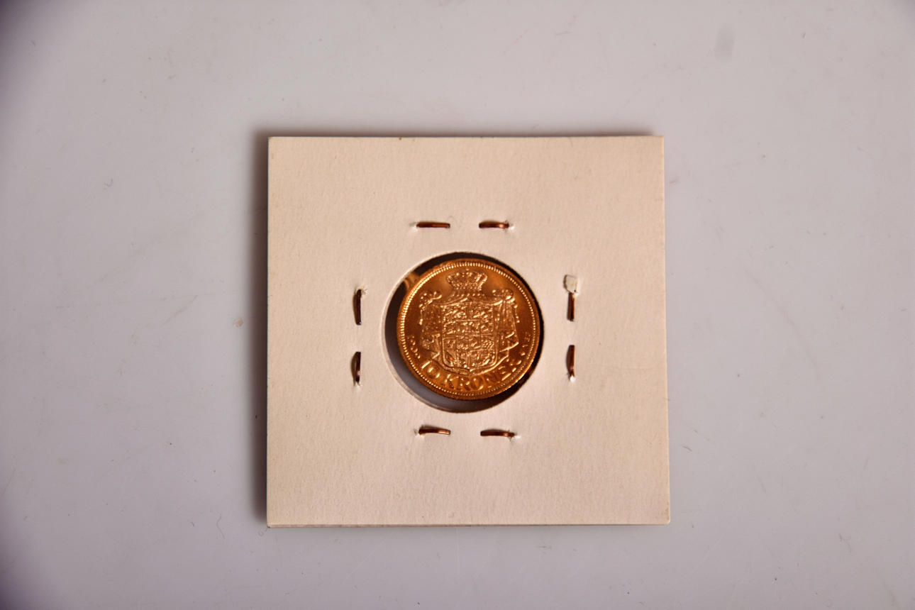 GULD MØNT 10 kr Danmark 1909.