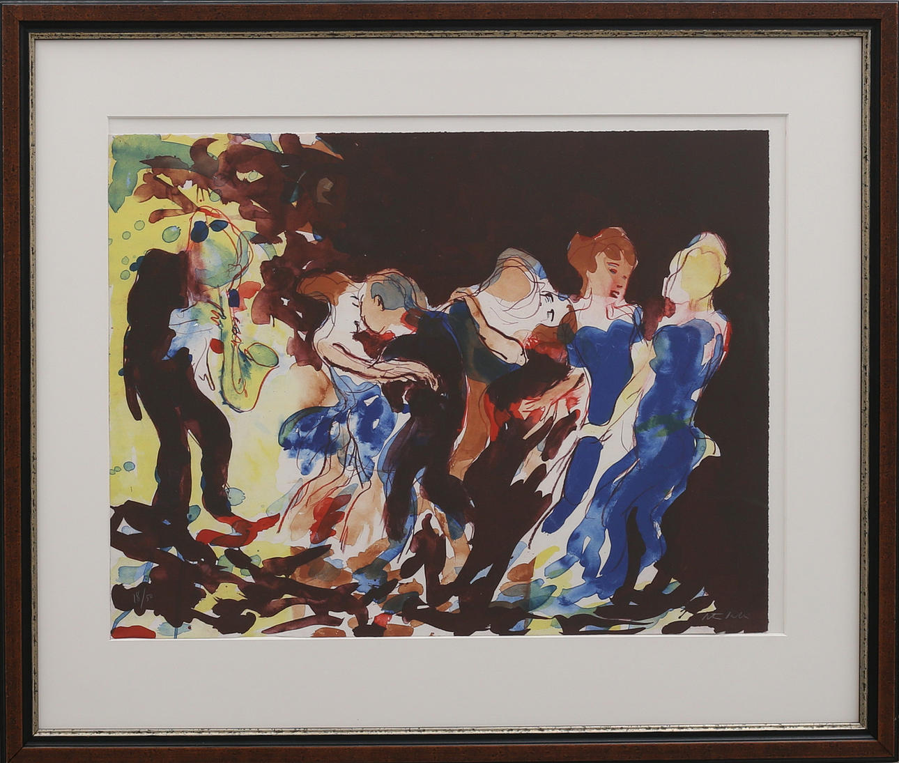 PETER DAHL. Farblithographie, Tanzendes Paar, signiert.