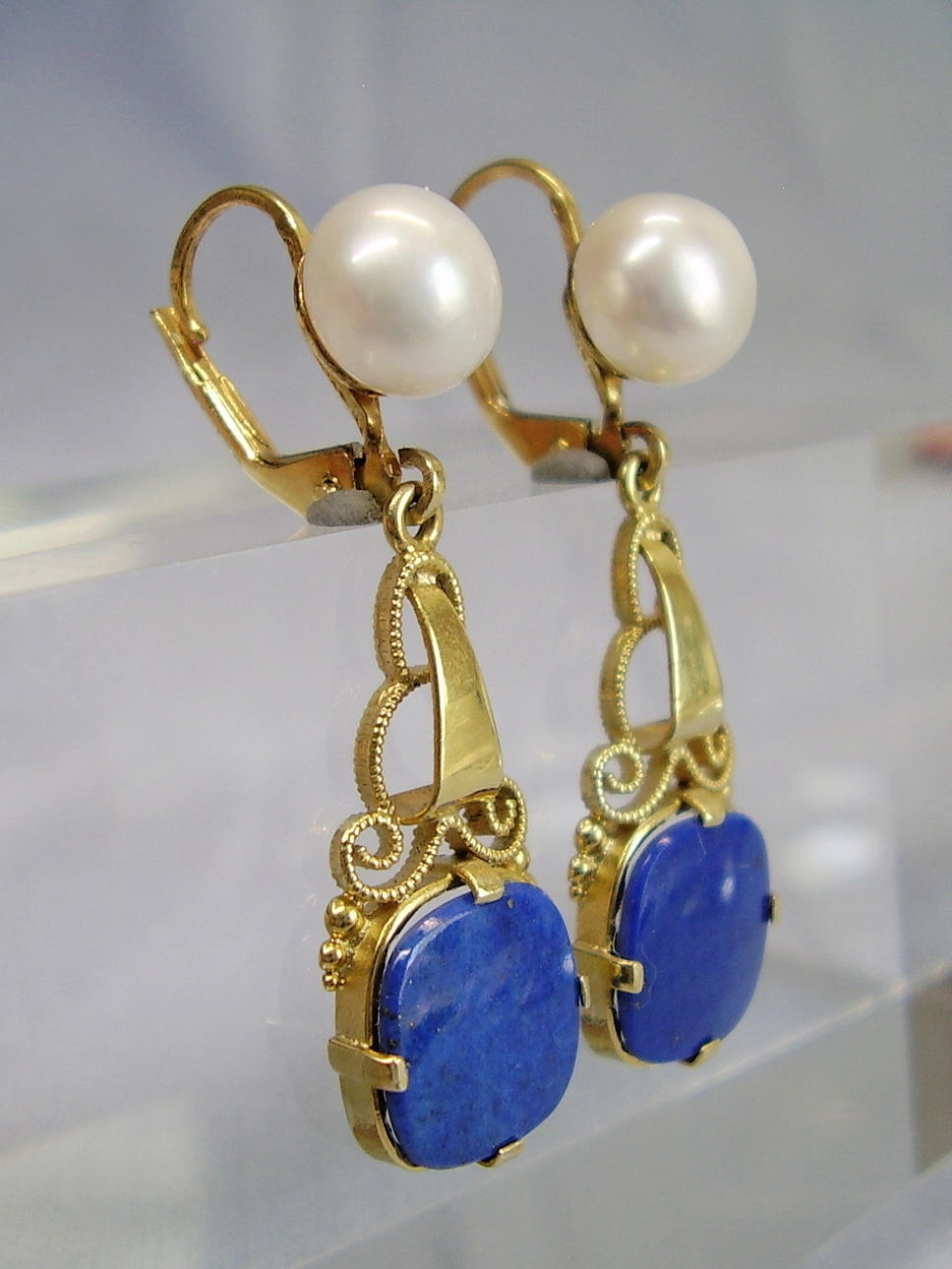 LAPISLAZULI OHRRINGE ART DECO ANTIK.