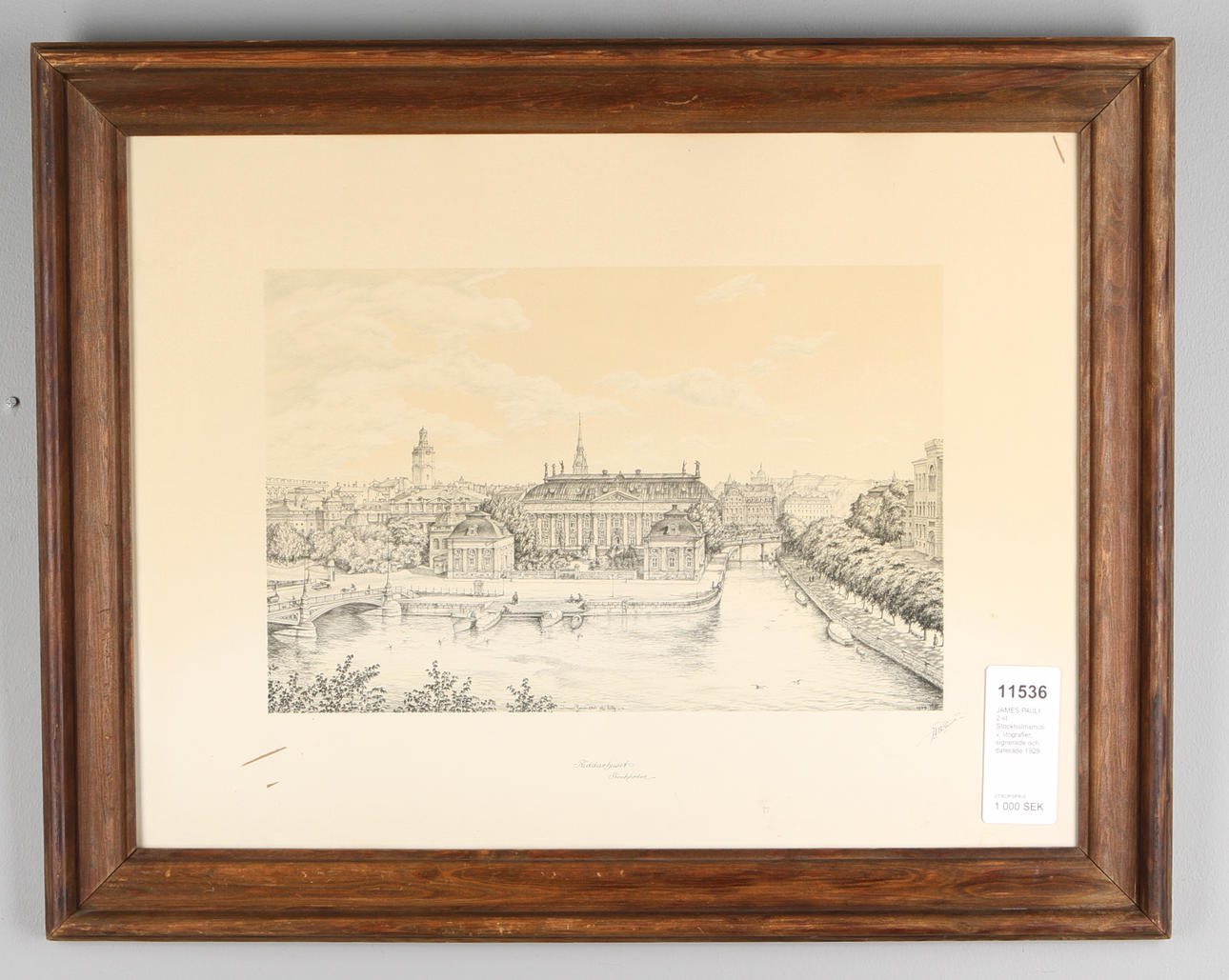 JAMES PAULI. 2 st, Stockholmsmotiv, litografier, signerade och daterade 1929.