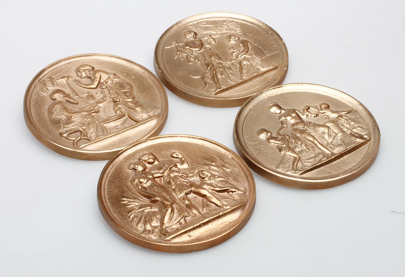 RELIEFER, 4 st, Malm, "De Fyra Årstiderna", Bersbo.