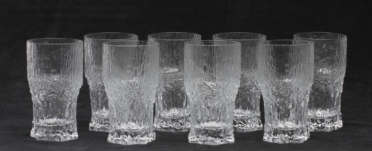 ÖLGLAS, 8 st, "Aslak", Tapio Wirkkala, Iittala, 1900-tal.