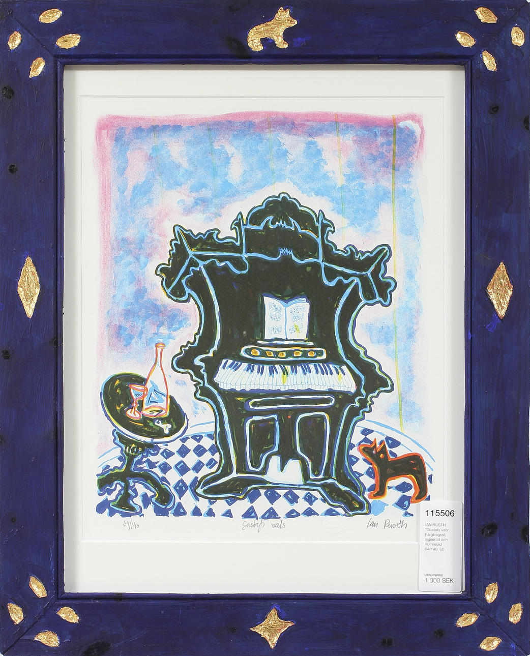 IAN RUSTH. "Gustafs vals" Färglitografi, signerad och numrerad 64/140.