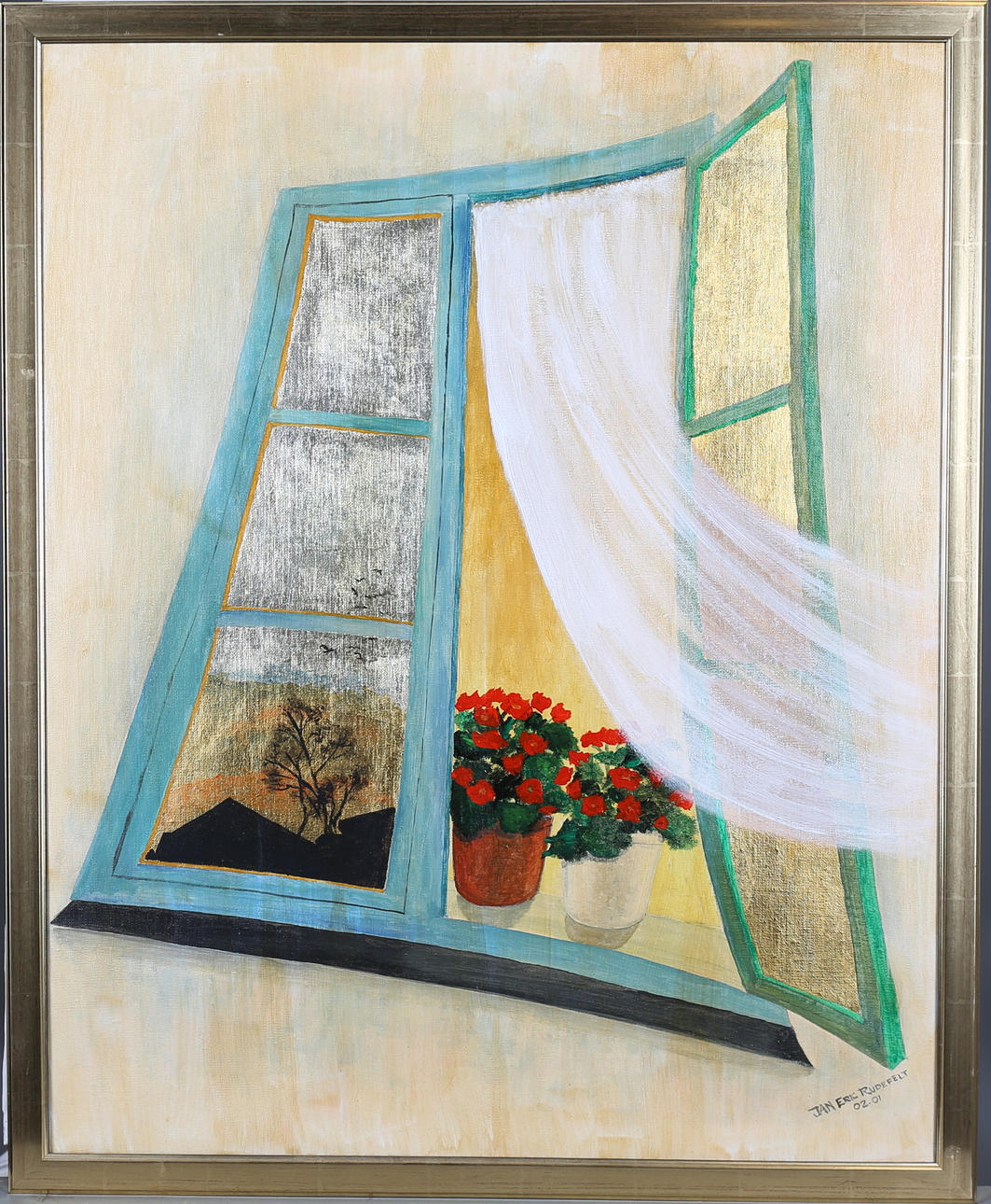JAN ERIC RUDEFELT. Fönster. Olja på duk, signerad.
