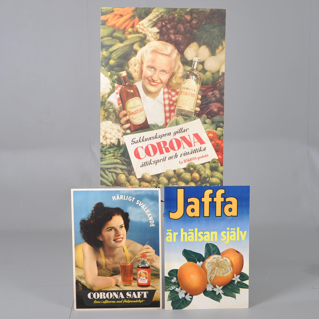 SCHILD, Landladen, 3 Stück, Corona-Saft und Jaffa.