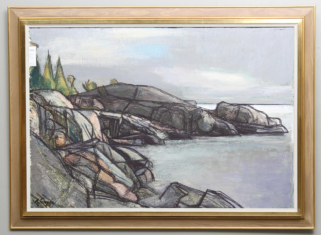 HELGE FRANZÉN. Skärgårdsklippa. Olja på duk. Signerad H.Franzén och daterad -54.