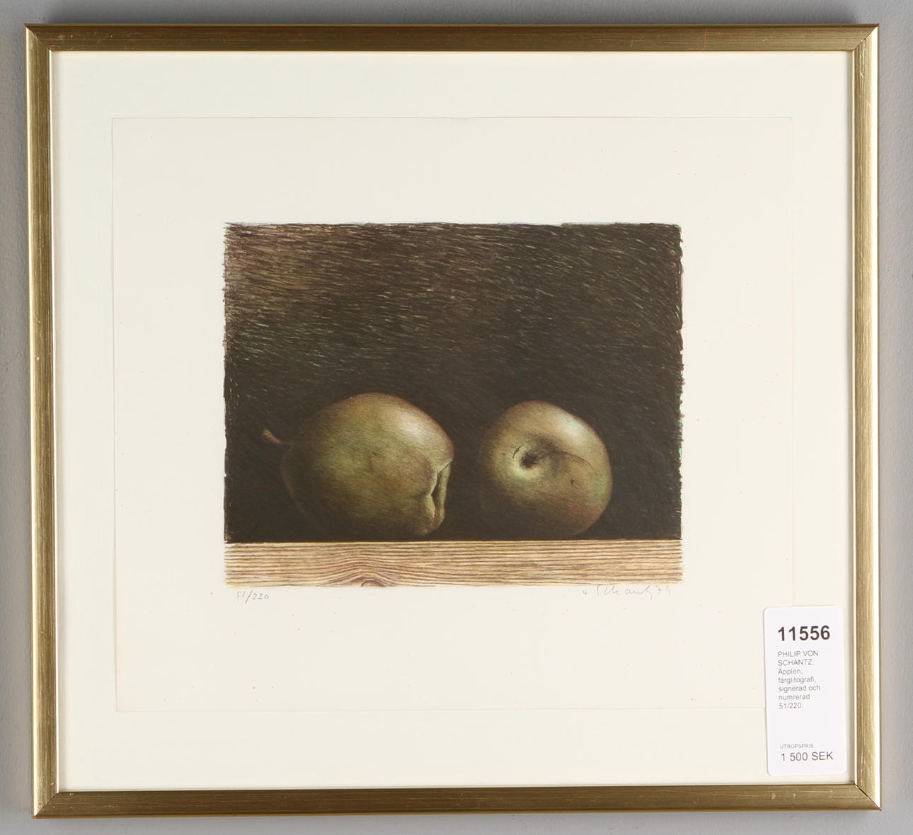 PHILIP VON SCHANTZ. Äpplen, färglitografi, signerad och numrerad 51/220.