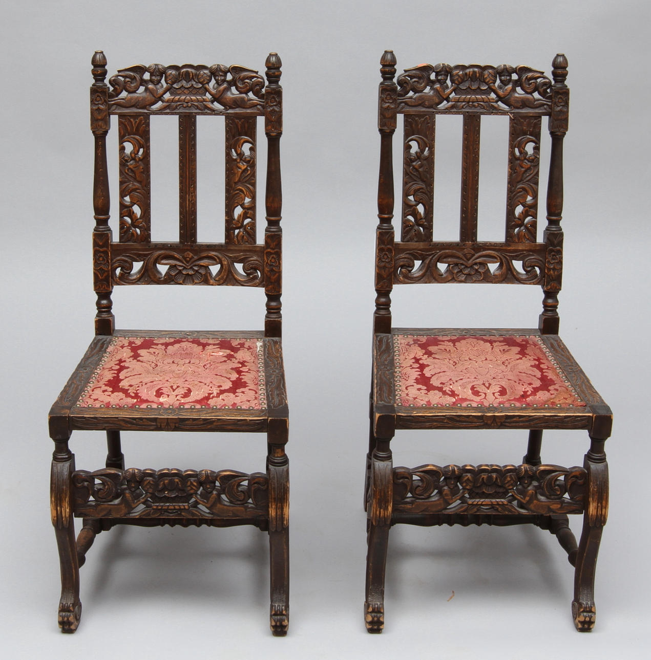 STOLAR, 1 par, barockstil, rikt skuren dekor, 1900-tal.